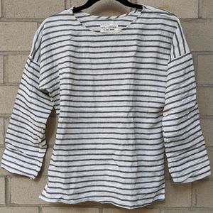 Nili Lotan striped 3/4 sleeve linen shirt